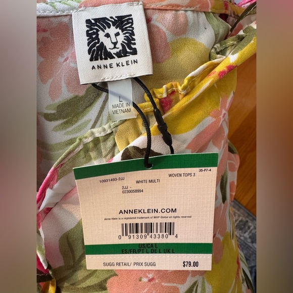 Anne Klein Floral Blouse - Pink, Yellow, Green NWT - Picture 10 of 10